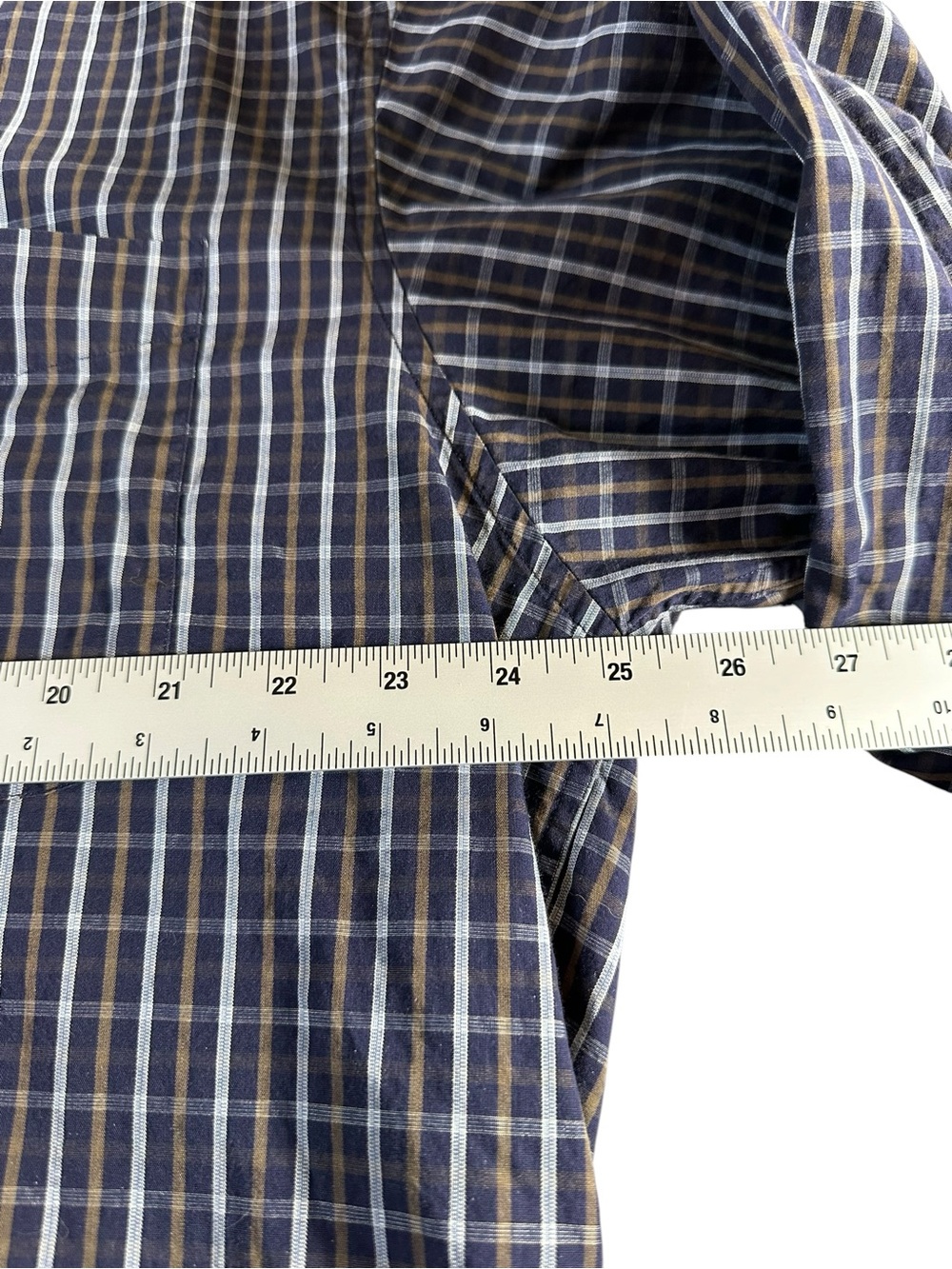 Nordstrom Men's Navy and White Plaid Button-Down Shirt XLT - Picture 9 of 13